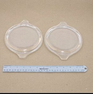 2 Vintage Pyrex 470-C Clear Glass Replacement LID ONLY Tab Handles 6 1/2”